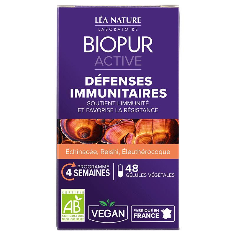 Biopur Complément alimentaire Active gélule végétale Défenses immunitaires Echinacée, Reishi, Eleuthérocoque