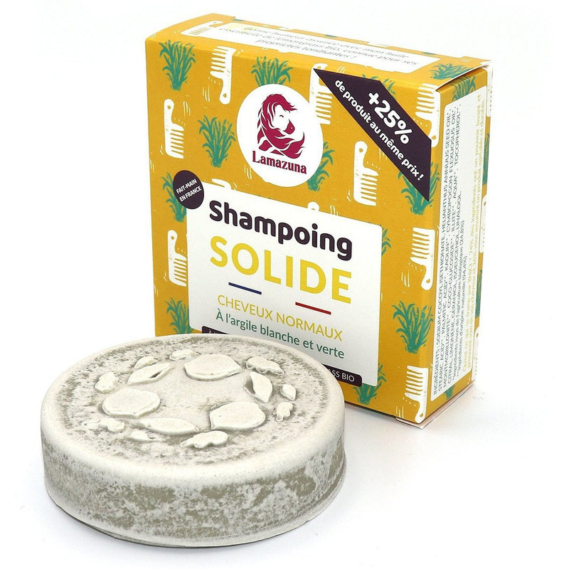 Shampoing solide cheveux normaux - Argile blanche et verte